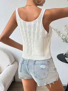 VCAY Chaqueta De Punto Sin Mangas Para Mujer De Color Solido