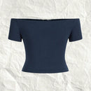 Camiseta de mujer tejida en color azul