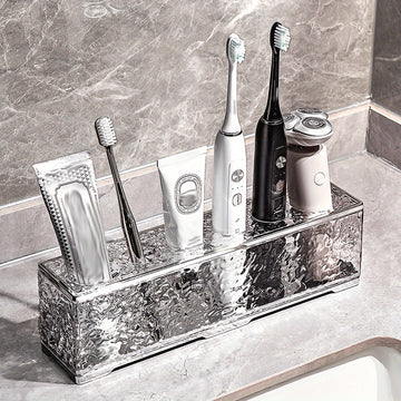 Soporte Elegante para Cepillos de Dientes Independiente - Organizador Elegante para Baño para Almacenamiento de Pasta de Dientes, Limpieza Facial y Maquinilla de Afeitar