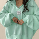 Ezwear sudadera con capucha de manga larga informal con estampado de letra, hombros caidos y cordon, para otono