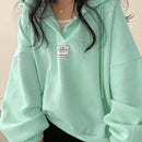 Ezwear sudadera con capucha casual de mujer con bordado de letras, para otono/invierno