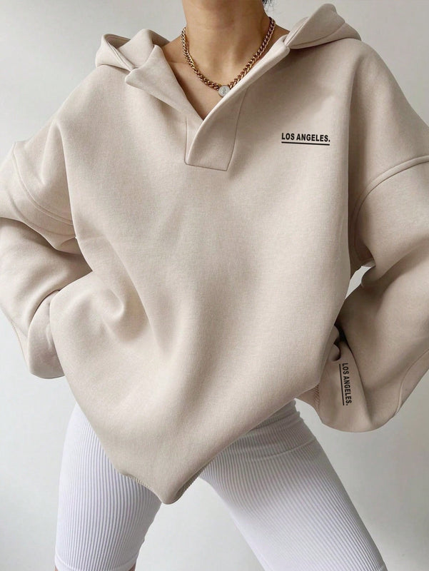 Essnce sudadera con capucha informal con estampado de letras para mujer, para uso diario