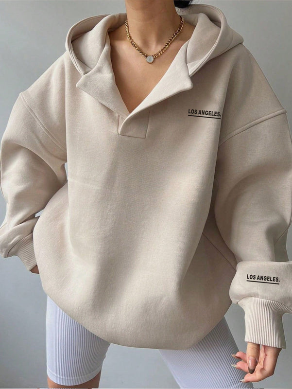 Essnce sudadera con capucha informal con estampado de letras para mujer, para uso diario