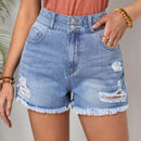 LUNE Shorts De Mezclilla Desgastados Para Mujeres