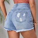 LUNE Shorts De Mezclilla Desgastados Para Mujeres