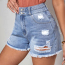 LUNE Shorts De Mezclilla Desgastados Para Mujeres