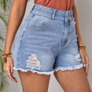 LUNE Shorts De Mezclilla Desgastados Para Mujeres