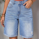 LUNE Shorts Vaqueros Con Dobladillo Deshilachado Y Detalle Desgastado Para Mujer