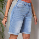 LUNE Shorts Vaqueros Con Dobladillo Deshilachado Y Detalle Desgastado Para Mujer
