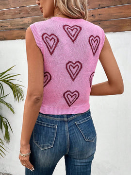 LUNE Chaleco De Sueter Con Patron De Corazon Para Mujer