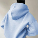 Ezwear sudadera con capucha de corte holgado para mujer, casual de primavera/otono, de manga larga con cremallera, holgada, regular, color albaricoque, hombros caidos, sudaderas para mujer