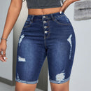SXY Shorts De Mezclilla Rasgados Ajustados De Mujer