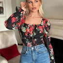 Frenchy Camisa De Cuello Cuadrado Con Estampado De Rosas Para El Dia De San Valentin O Bodas