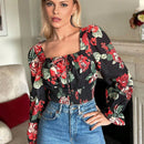Frenchy Camisa De Cuello Cuadrado Con Estampado De Rosas Para El Dia De San Valentin O Bodas