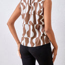 Prive Blusa Sin Mangas Fruncida Con Cuello Simulado Y Estampado Geometrico Para Mujer