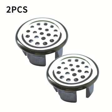2 piezas/Paquete Cubierta de Rebaba para Fregadero de Cocina o Baño en Plástico ABS, Inserción Redonda Cromada para Agujero de Desagüe, Accesorio para Lavabo