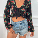 WYWH Camisa De Manga Larga Con Estampado De Flores Para Mujer