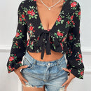 WYWH Camisa De Manga Larga Con Estampado De Flores Para Mujer
