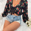WYWH Camisa De Manga Larga Con Estampado De Flores Para Mujer