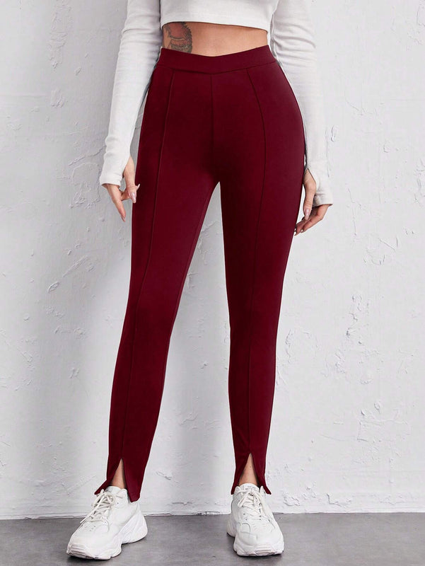 EZwear Leggings De Color Solido Para Mujer Con Diseno De Abertura En La Pierna