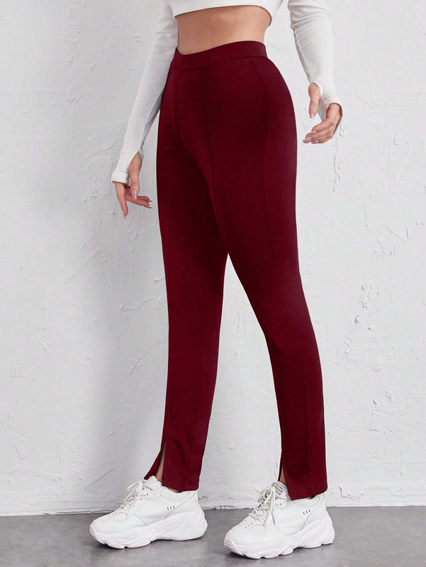 EZwear Leggings De Color Solido Para Mujer Con Diseno De Abertura En La Pierna