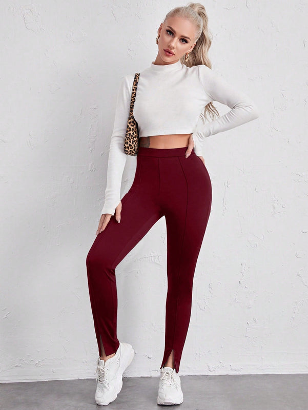 EZwear Leggings De Color Solido Para Mujer Con Diseno De Abertura En La Pierna