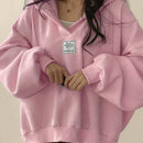 Ezwear sudadera con capucha casual de mujer con bordado de letras, para otono/invierno