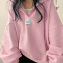 Ezwear sudadera con capucha de manga larga informal con estampado de letra, hombros caidos y cordon, para otono