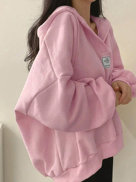 Ezwear sudadera con capucha de manga larga informal con estampado de letra, hombros caidos y cordon, para otono