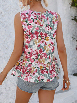 VCAY Blusa Sin Mangas Con Estampado Floral Para Mujer