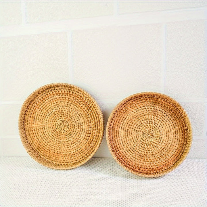 1 unidad, bandeja de ratán, canasta para frutas y verduras, trenzado artesanal de vid otoñal de Vietnam, decoración para bandeja, almacenamiento, plato para cena, decoración para platos de hotel o restaurante