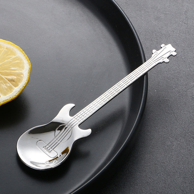 1 Unidad, Cuchara En Forma De Guitarra Creativa Para Café, Té, Postres, Helados, Accesorios De Cocina De Acero Inoxidable, Utensilios De Cocina, Cubiertos