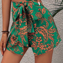 VCAY Mini Faldashort Con Cintura De Papel Y Estampado Floral Con Lazo Frontal