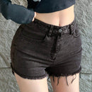 DAZY Shorts Vaqueros De Corte Slim Con Dobladillo Con Flecos Para Mujer