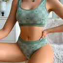 Conjunto De Lenceria Verde Con Sujetador Sin Costuras Y Braguitas Triangulares