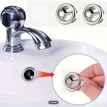 2 piezas/Paquete Cubierta de Rebaba para Fregadero de Cocina o Baño en Plástico ABS, Inserción Redonda Cromada para Agujero de Desagüe, Accesorio para Lavabo