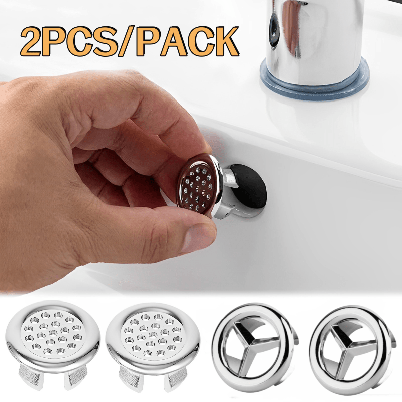 2 piezas/Paquete Cubierta de Rebaba para Fregadero de Cocina o Baño en Plástico ABS, Inserción Redonda Cromada para Agujero de Desagüe, Accesorio para Lavabo