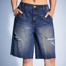 Forever 21 Pantalones Cortos De Mezclilla Desgastados Para Mujeres