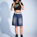 Forever 21 Pantalones Cortos De Mezclilla Desgastados Para Mujeres