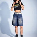 Forever 21 Pantalones Cortos De Mezclilla Desgastados Para Mujeres