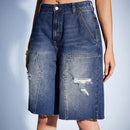 Forever 21 Pantalones Cortos De Mezclilla Desgastados Para Mujeres