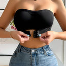 Sujetador Acolchado Con Broche Frontal Y Realce Para Mujer, Negro