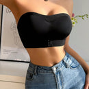 Sujetador Acolchado Con Broche Frontal Y Realce Para Mujer, Negro