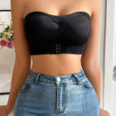 Sujetador Acolchado Con Broche Frontal Y Realce Para Mujer, Negro