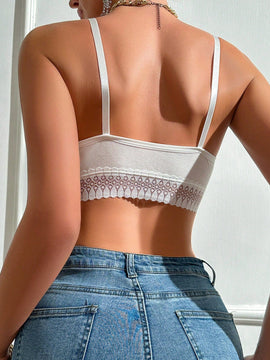 Sujetador De Lenceria De Encaje Con Piezas Juntas Para Mujeres, Ideal Para La Temporada De Bodas