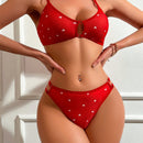 Eraneu Conjunto De Bra Y Bragas Inalambricos Para Mujeres Con Detalles De Recorte En Forma De Corazon, Conjunto De Lenceria