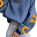 Ezwear sudadera con capucha informal para mujer con estampado de letras, para otono/invierno