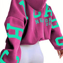 Ezwear sudadera con capucha informal para mujer con estampado de letras, para otono/invierno