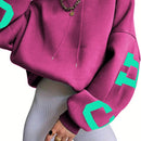 Ezwear sudadera con capucha informal para mujer con estampado de letras, para otono/invierno