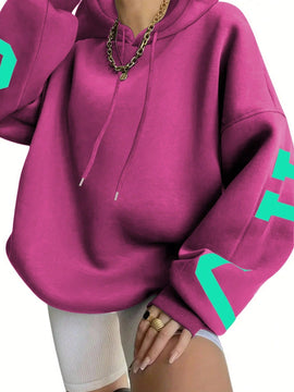 Ezwear sudadera con capucha informal para mujer con estampado de letras, para otono/invierno